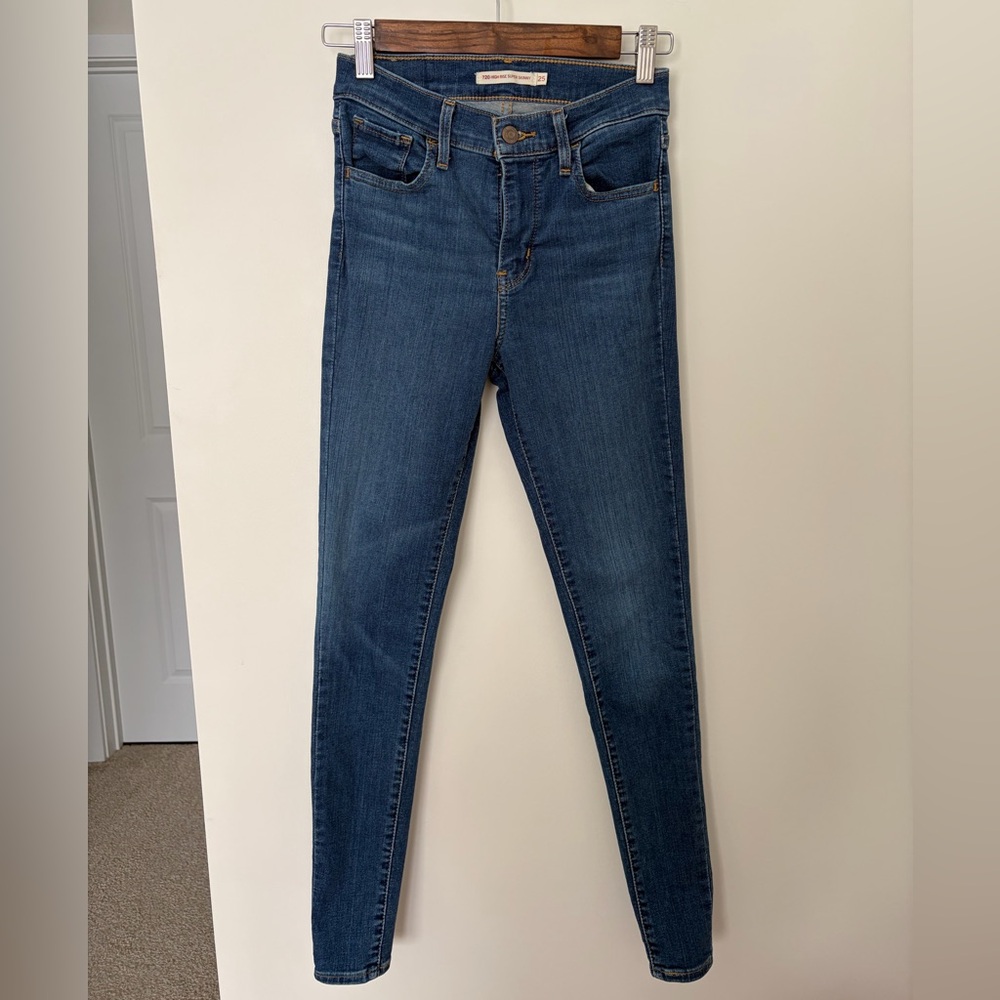 Levi’s 720 High Rise Skinny Jeans Women Size 25 Dark Wash Stretch Denim